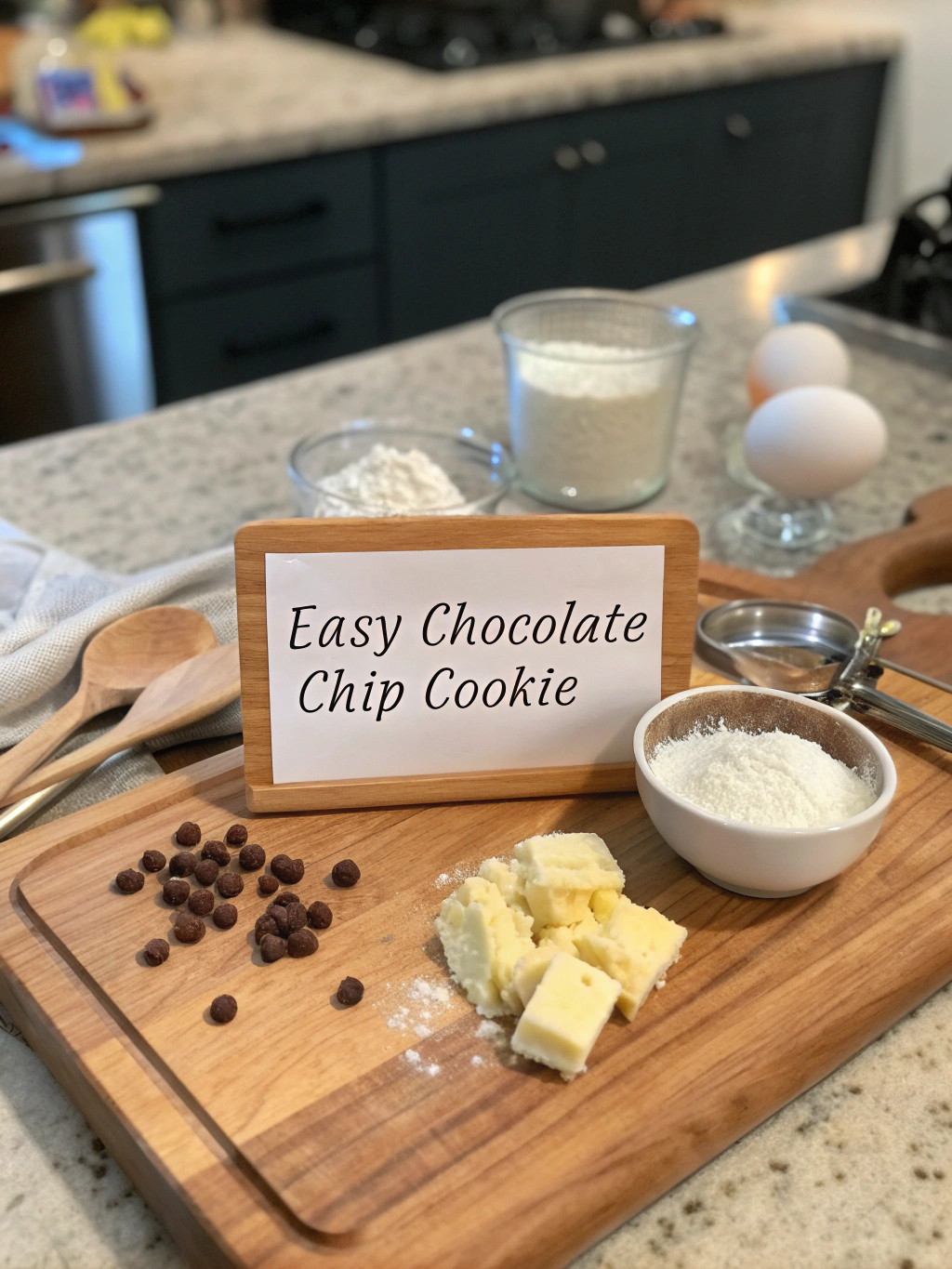 Ingredients for chocolate chip cookies